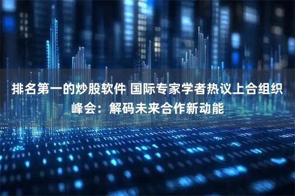 排名第一的炒股软件 国际专家学者热议上合组织峰会：解码未来合作新动能