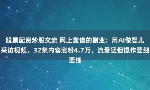 股票配资炒股交流 网上靠谱的副业：用AI做婴儿采访视频，32条内容涨粉4.7万，流量猛但操作要细