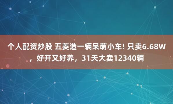 个人配资炒股 五菱造一辆呆萌小车! 只卖6.68W,好开又好养,31天大卖12340辆